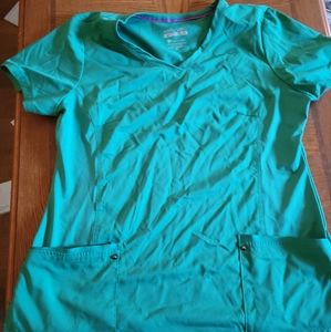 Purple Label Healing Hands Green XL Scrub Top